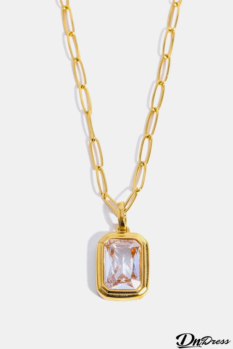 Zircon 18K Gold-Plated Geometrical Shape Pendant Necklace