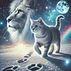 Cat And Lion-11CT Stamped Cross Stitch 40*40cm/15.75*15.75in
