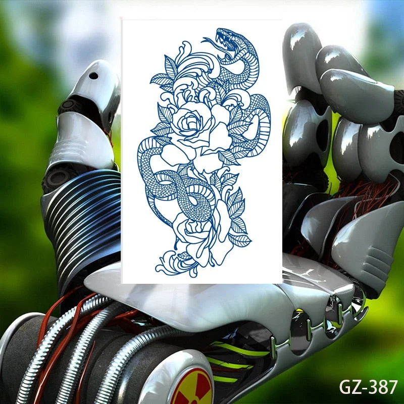 Temporary Tattoos Stickers Geometry Flower Snake Scorpion Juice Ink Lasting Waterproof Arm Chest Waist Hip Realistic Fake Tatoo