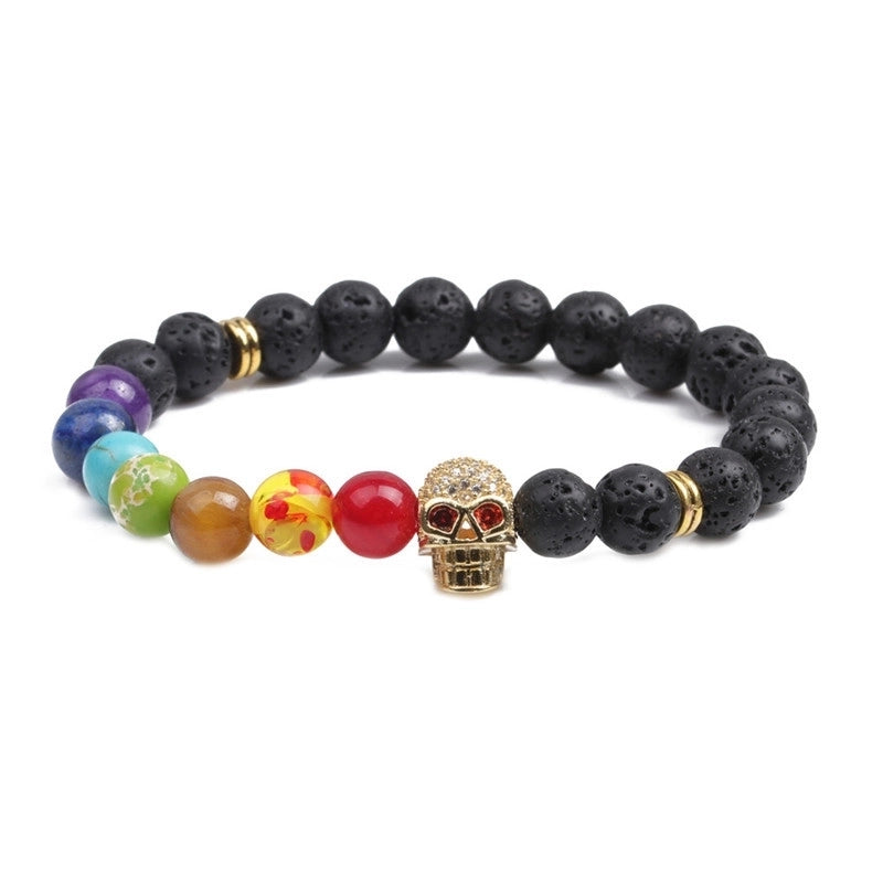Fashion Skull Alloy Natural Stone No Inlaid Bracelets In Bulk Natural Stone Bracelet Halloween