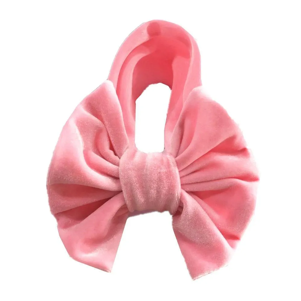 2019 Brand New Baby Toddler Kids Girls Bow Hairband Velvet Turban Knot Cotton Headband Solid Candy Color Headwear Gift 3M-12T