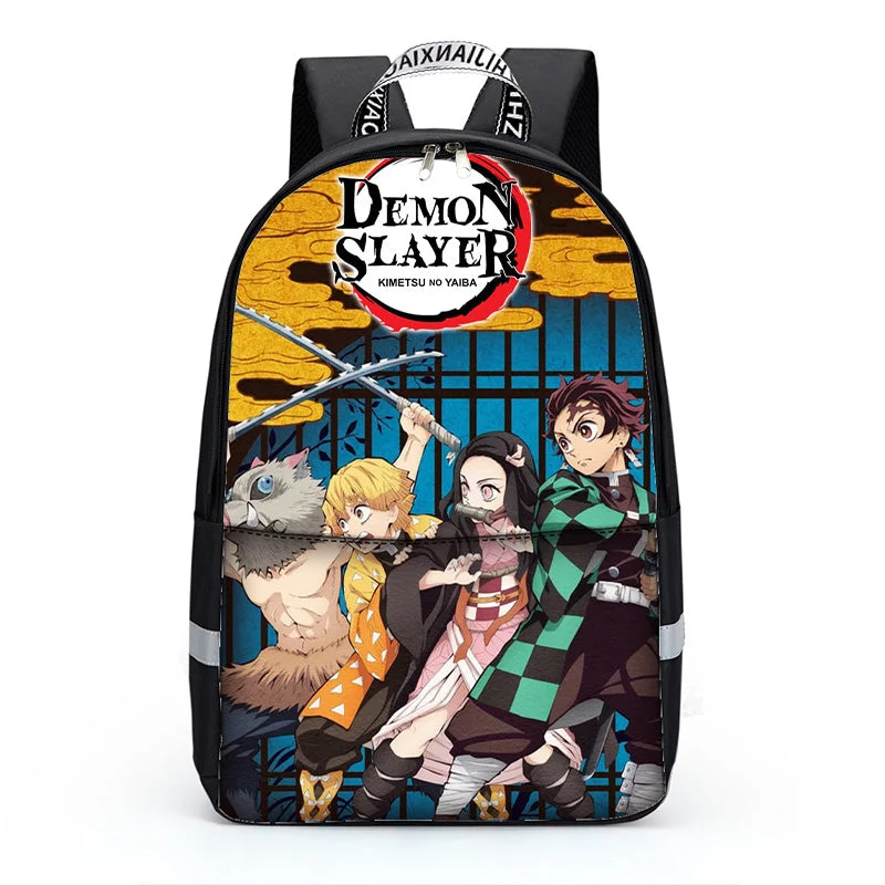 Buzzdaisy Teens Demon Slayer Backpack Set 3 Piece  Boys School Bags,Lunch Bags,Pencil Box 3 in 1