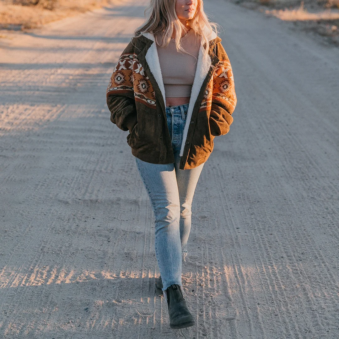 Retro Resort Ethnic Print Lapel Jacket