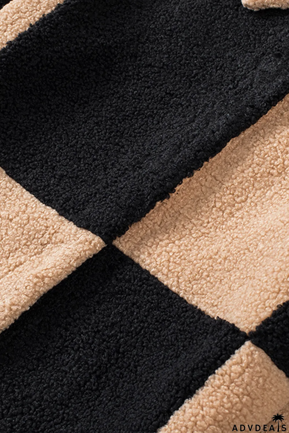 Colorblock Checkered Sherpa Jacket