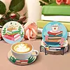 Ensemble de 8 pi&egrave;ces : kits de sous-verres de peinture en diamant maison avec support rond en bois de sous-verre d&rsquo;art en diamant avec coussin antid&eacute;r