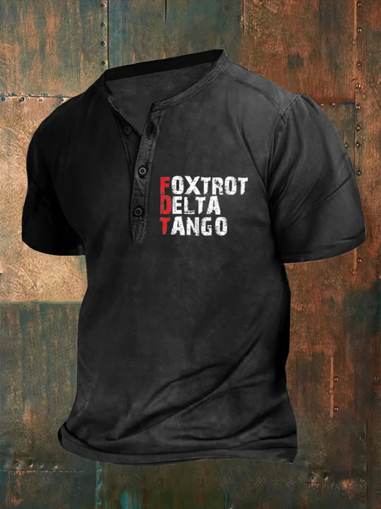 Men's Foxtrot Delta Tango Print Top