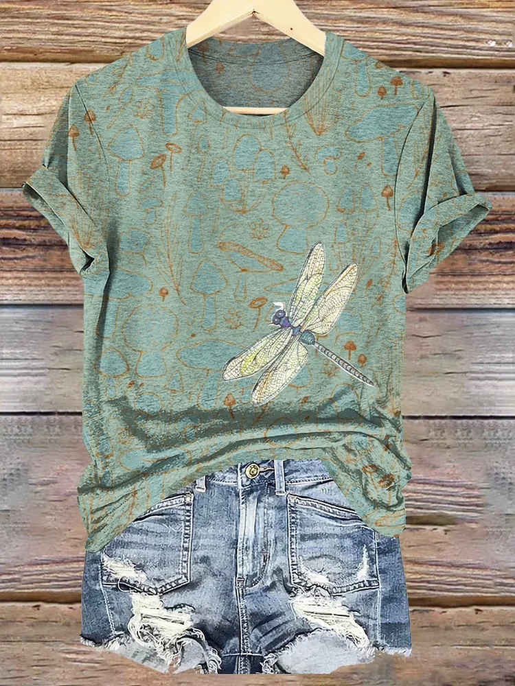 Dragonfly Art Pattern Print Casual Shirt