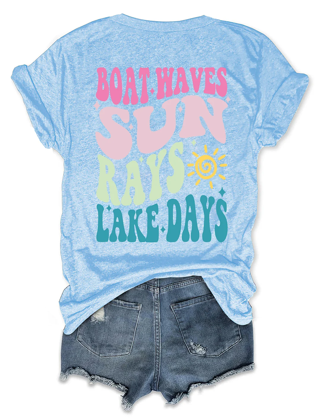 Boat Waves Sun Rays Lake Days T-shirt