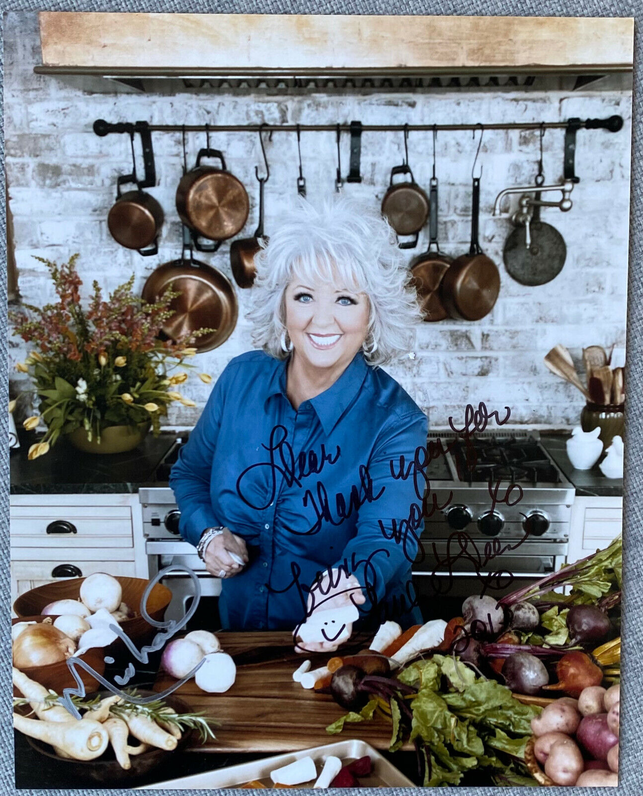 Chef Paula Deen Signed w/ Michael 8x10 Photo Poster painting - Authentic, Lady & Sons, Savannah