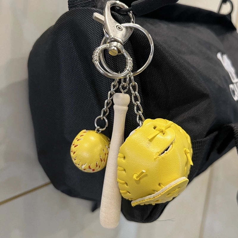 Fashion Baseball Pu Leather Unisex Bag Pendant Keychain