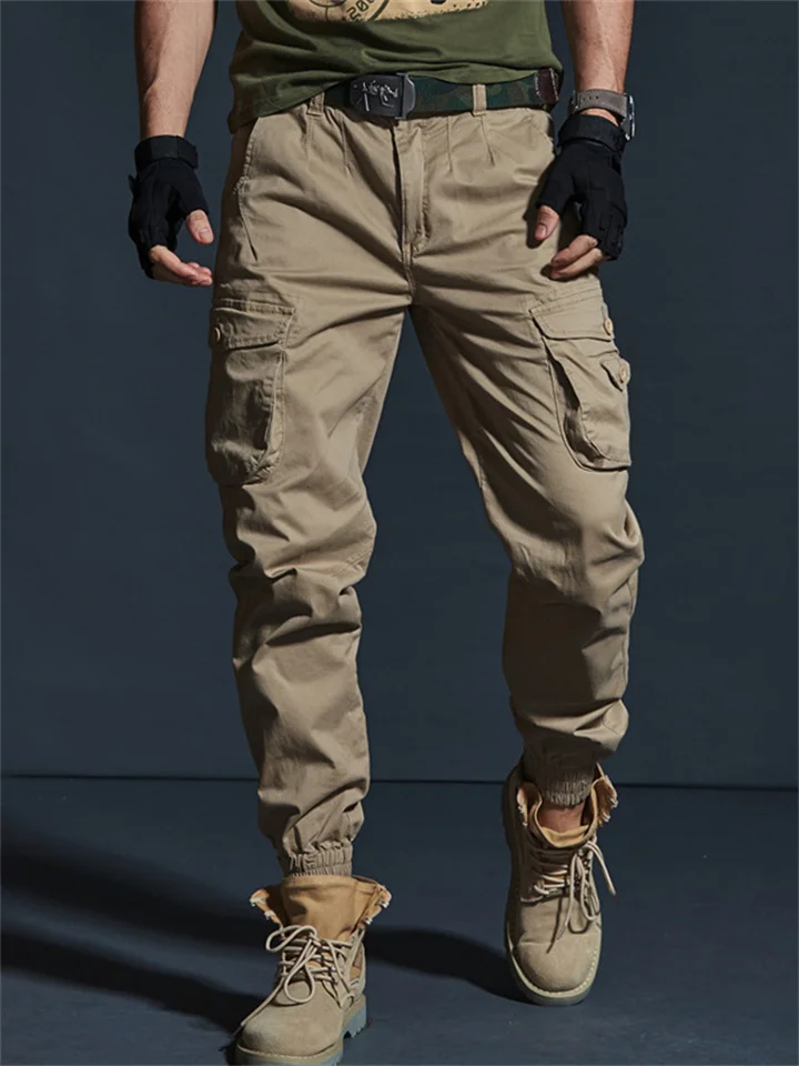 Men's Cargo Pants Cargo Trousers Trousers Work Pants Flap Pocket Plain Camouflage Comfort Breathable Work Daily Cotton Blend Fashion Classic ArmyGreen Black Micro-elastic