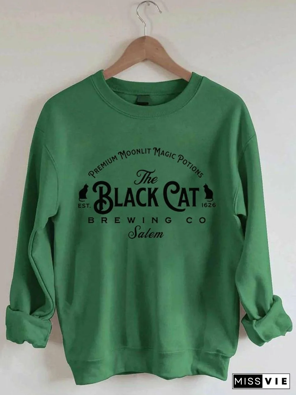 Women's Salem Massachusetts The Black Cat Brewing Co Salem Print Sweatshirt