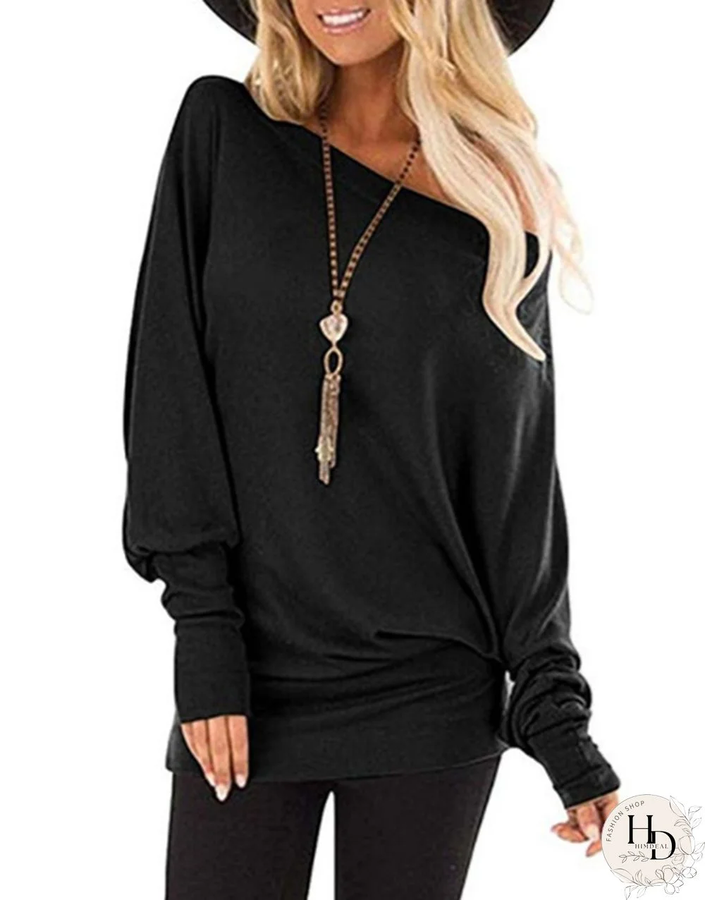 Plus Size XS-8XL Women Autumn and Winter Casual Tops Pure Color Loose T-shirt Off Shoulder Pullover Shirts Ladies Fashion Long Sleeve Bat Blouse