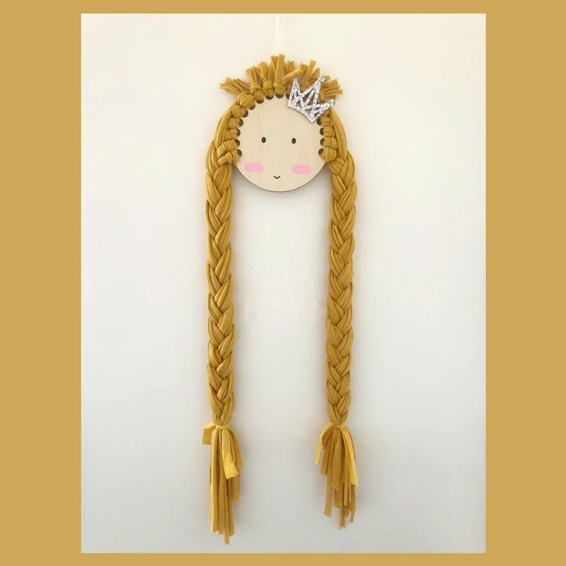 INS Nordic Braid Doll Baby Hair Clips Holder Prinecess Girls Hairpin Hairband Storage Pendants Jewelry Organizer Wall Ornaments