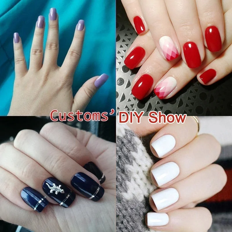 120pcs/pack 20 Colors Full Cover Nail Tips Short Design Fake Nails Square Faux Ongles Acrylic Frenc False Nails Art Tips Tools-Nail Inspo