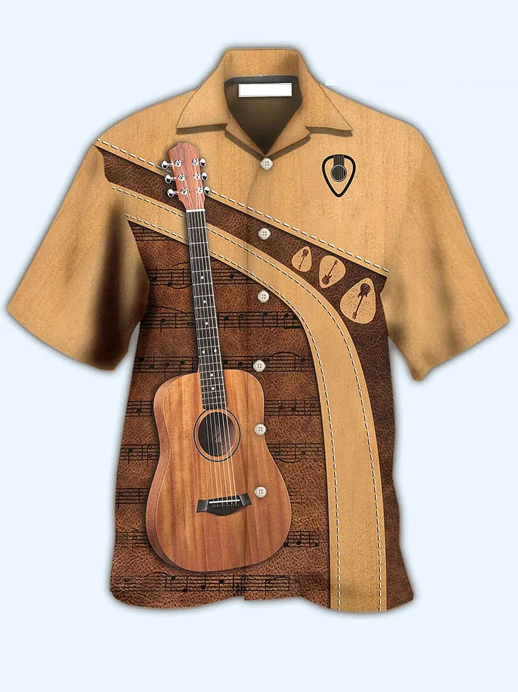 Mens Hawaiian guita Plus Size Shirt 