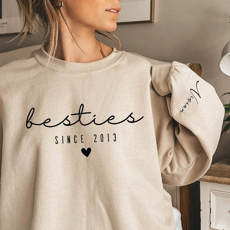 Custom Besties Sweatshirt, Custom Best Friend Gift, Girl's Personalized Besties Shirt, BFF Gifts For Women, Best Friend Birthday Gift