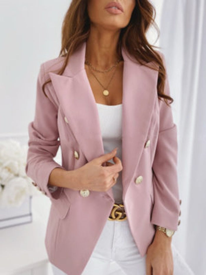Long Sleeve Double Breasted Flap Detail Blazer