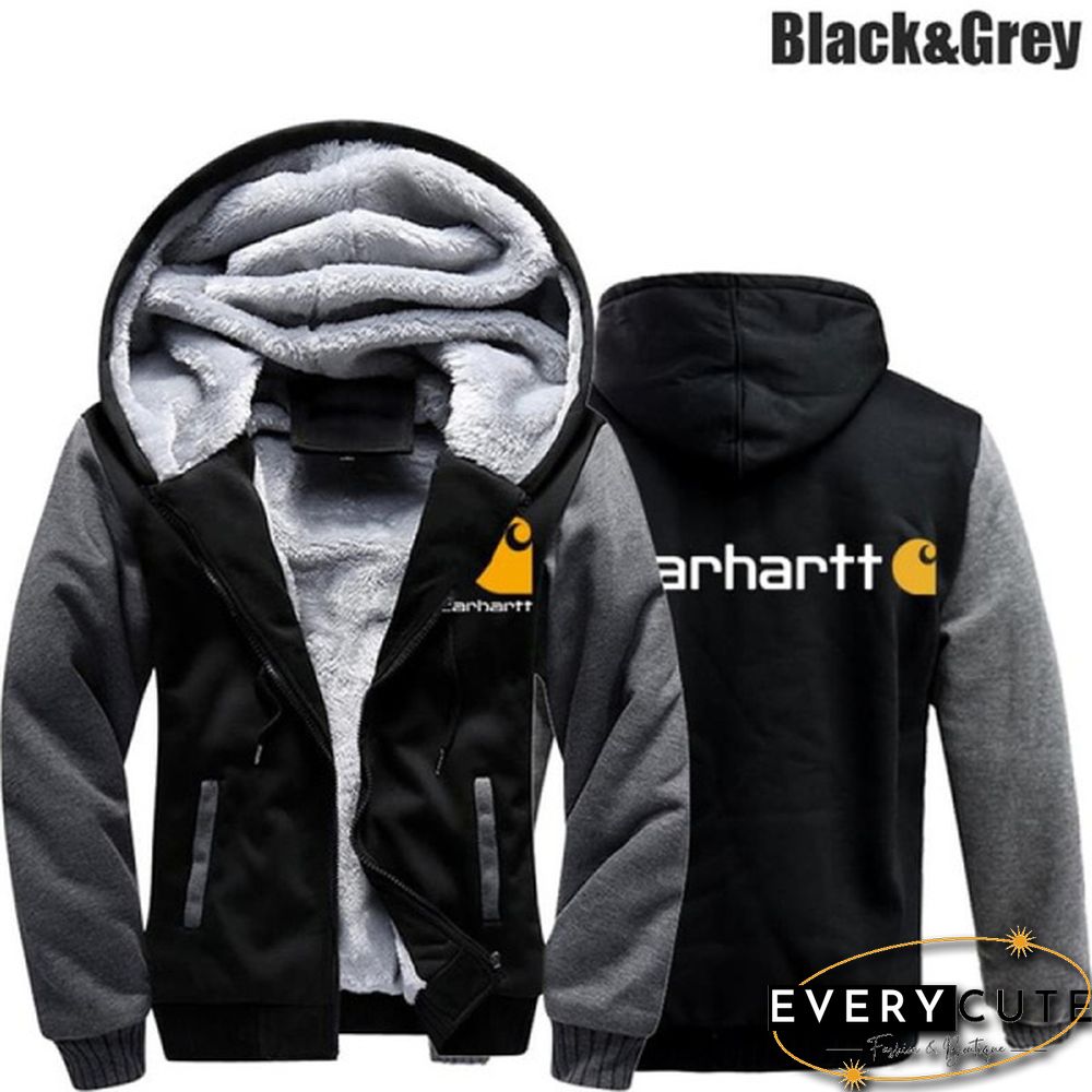 Fashion Winter Plus Fleece Jackets Men's Camouflage Hooded Cotton Down Jacket Plus Size Long Sleeve Zipper Jacket Coat