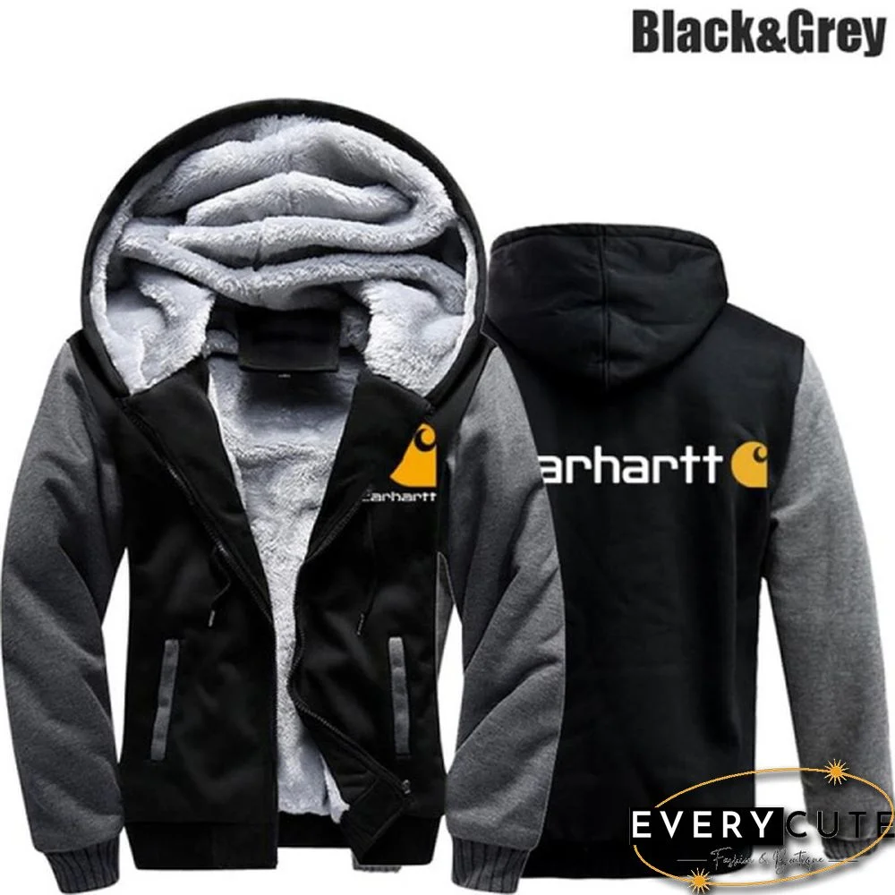 Fashion Winter Plus Fleece Jackets Men's Camouflage Hooded Cotton Down Jacket Plus Size Long Sleeve Zipper Jacket Coat