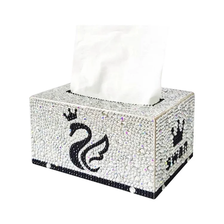 5D DIY Diamond Painting Square Tissue Box Kit Handmade Tissue Dispenser (Swan)