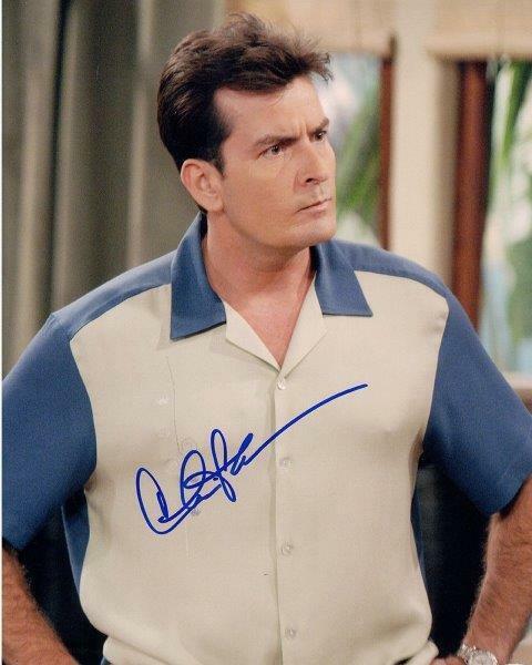 REPRINT - CHARLIE SHEEN Two and a Half Men 2 1/2 Signed 8x10 Photo Poster painting RP Man Cave