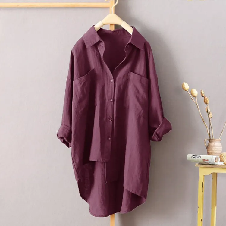 Uveng Uveng Casual Wind Pure Color Shirt Spring And Autumn New Women's Cardigan Double Pocket Long Sleeve Temperament Jacket Women's Shirt