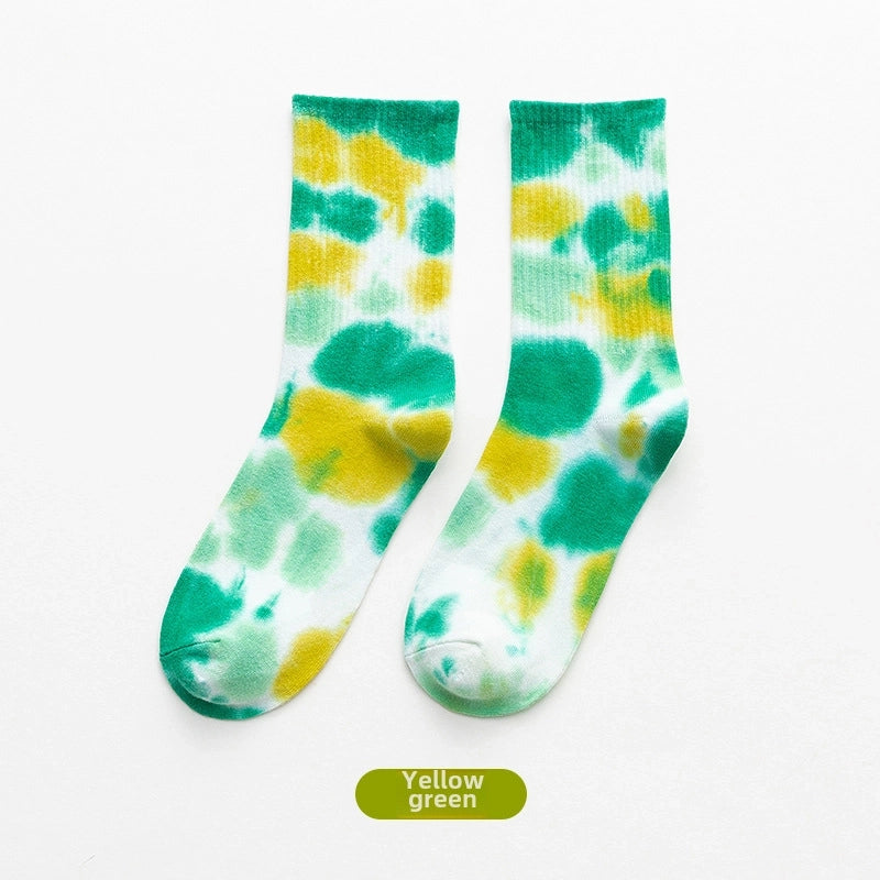 Tie-dyed Mid-tube Cotton Socks Street Trendy Socks Socks Women’s Gradient Fashion Sports Personality Tide