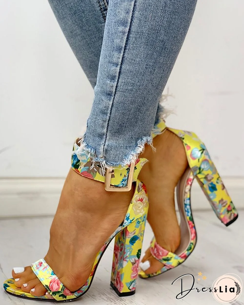Snakeskin / Cheetah / Floral Print Ankle Buckled Chunky Heels