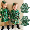 Kid Baby Girl Long Flare Sleeve Floral Christmas Dress