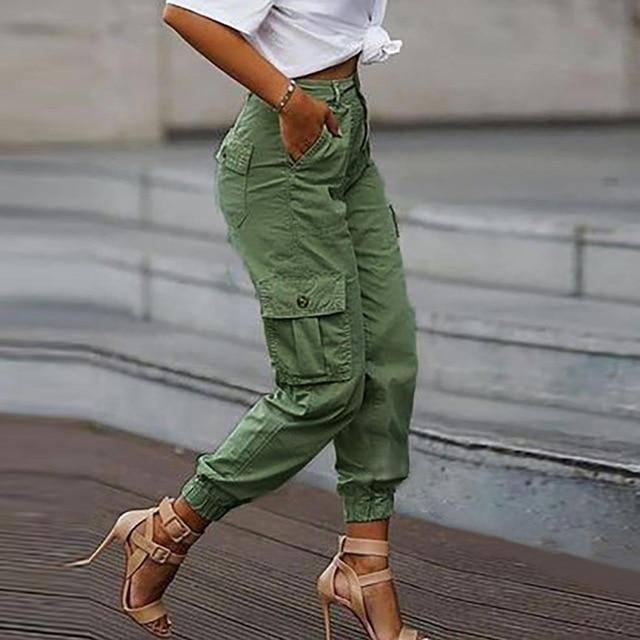 Cargo Pants Women High Waist Spring Autumn Pocket