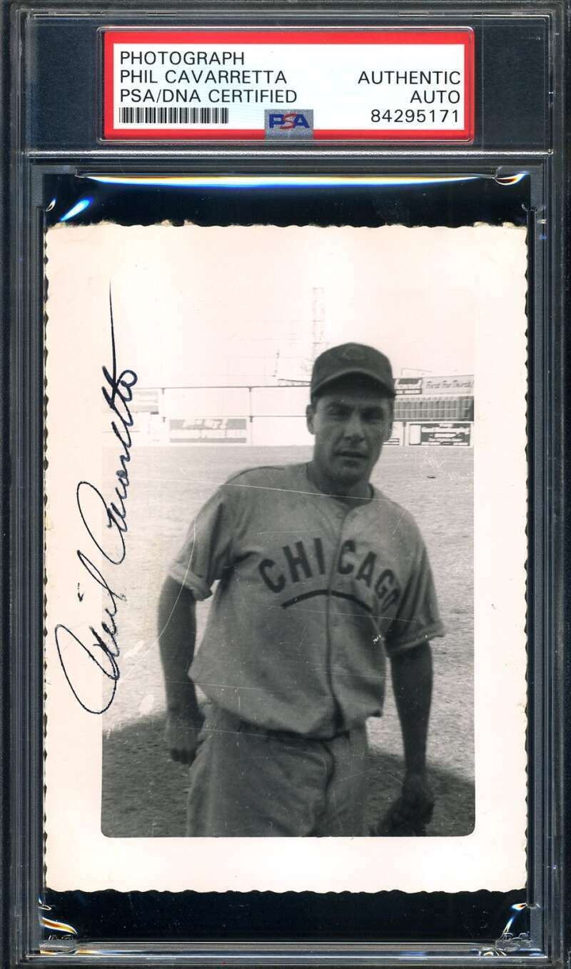 Phil Cavarretta PSA DNA Coa Hand Signed 1950`s Original Photo Poster painting Cubs Autograph