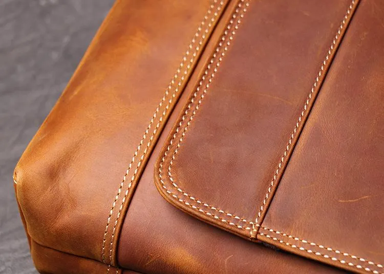 Men's Leather Vintage Crossbody A4 Briefcase
