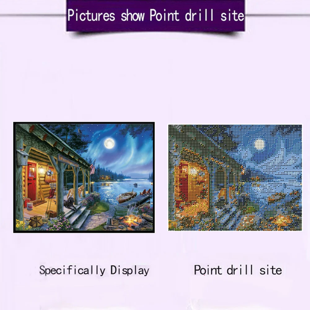 5D DIY Full Drill Diamond Painting Lake Night Cross Stitch Embroidery Mosai