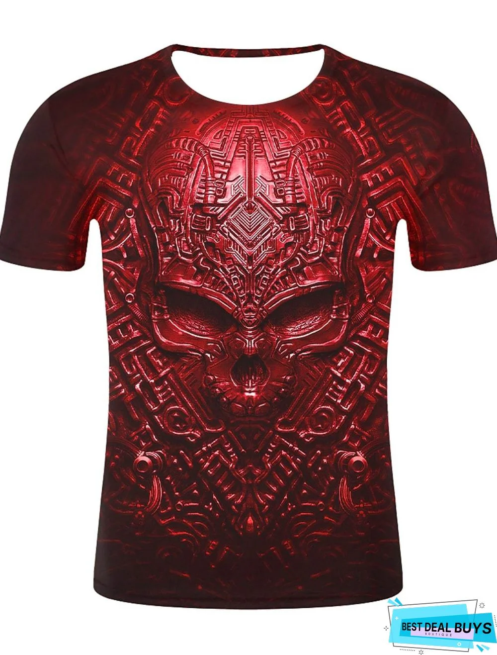Men's T-Shirt Graphic 3D Skull Plus Size Print Short Sleeve Daily Tops Streetwear Exaggerated Round Neck