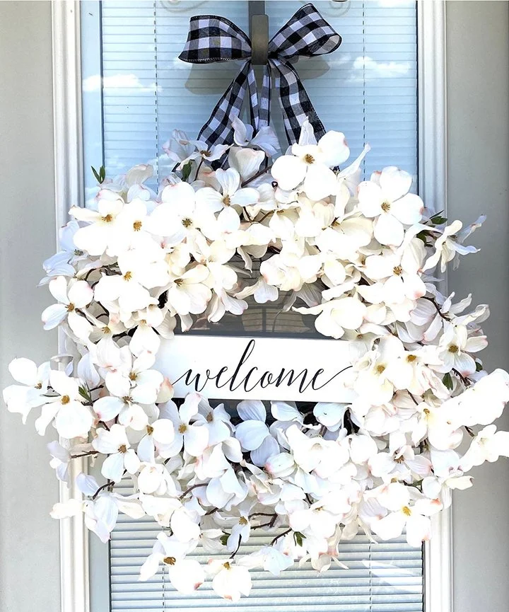 Buffalo Plaid & White Dogwood Spring Wreaths
