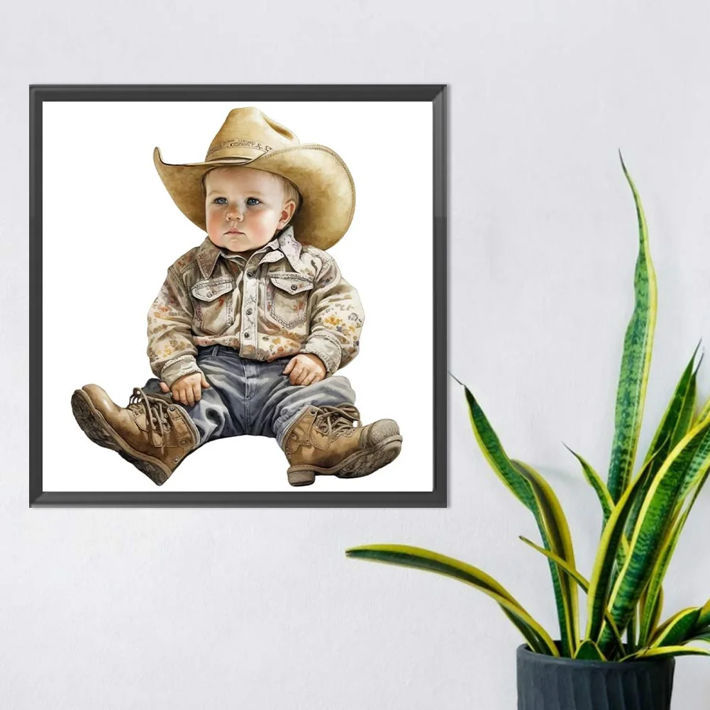 Diamond Painting - Full Round Drill - Cowboy Kid(Canvas|30*30cm)