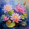 (US Only)Lotus Printed Cross Stitch Kit 45x45cm DIY 14CT Thread Art Needlework Home Decor