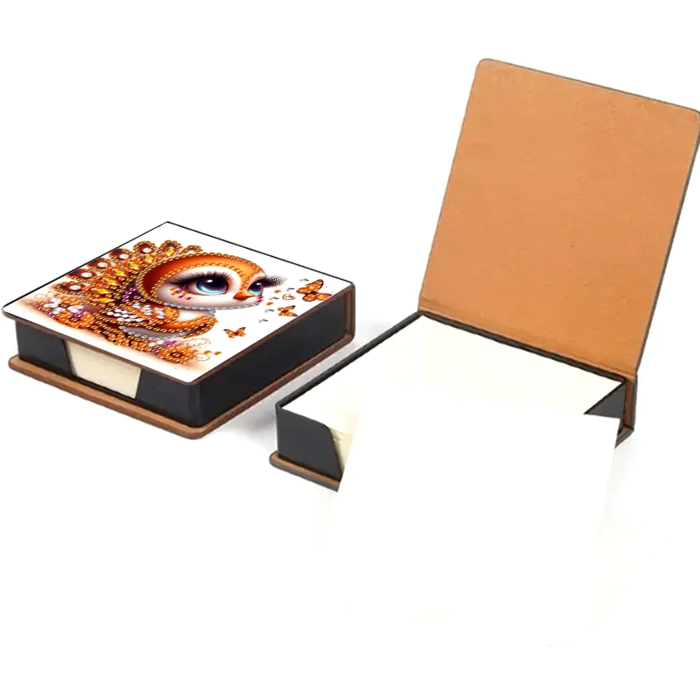 PU Bird Diamond Painting Notecard Box with Papers for DIY Art Craft