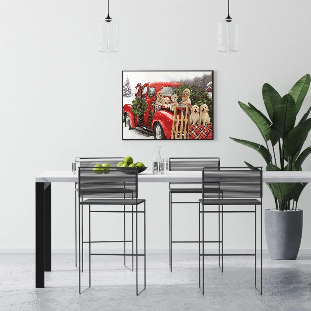 Diamond Painting - Full Round Drill - Christmas Dog