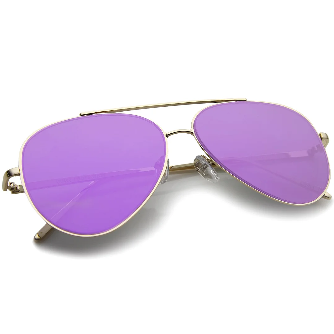 Fashion Teardrop Rimless Mirror Flat Lens Metal Frame Aviator glasses 58mm