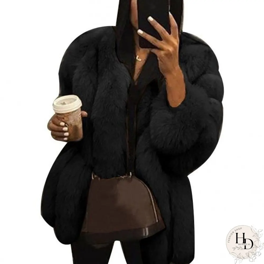 Fashion Winter Solid Color Thicken Faux Fur Coat Women Loose Warm Long Sleeve Jacket(SIZE:S-XXXXXL)