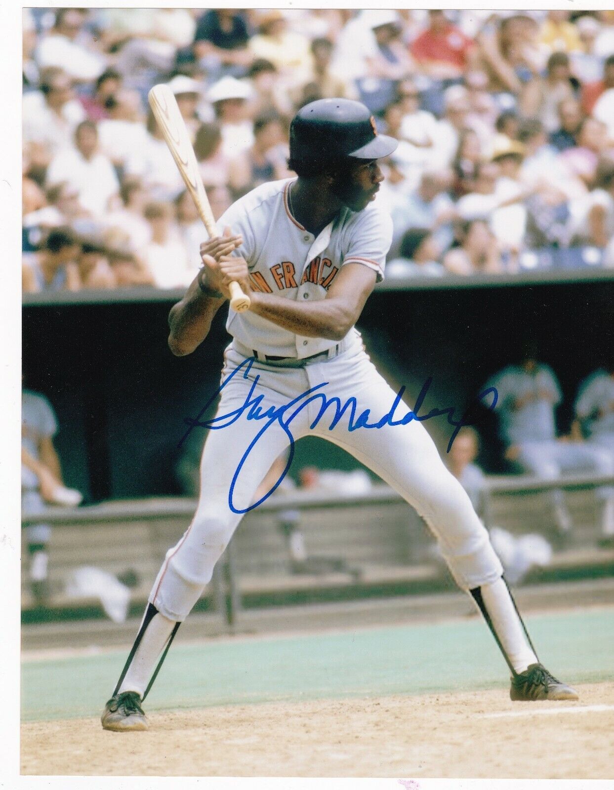 GARY MADDOX SAN FRANCISCO GIANTS ACTION SIGNED 8x10