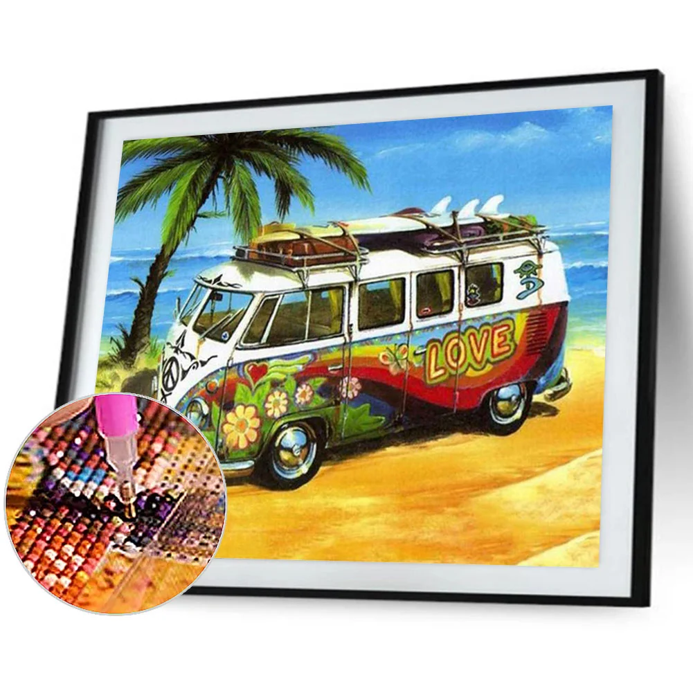 Beach Bus DIY Diamond Painting Kits Full Round Drill Home Wall Decor