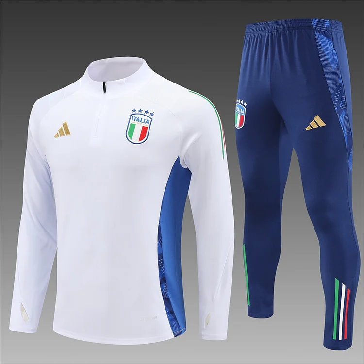 2024-25 Italy white half-zip training suit