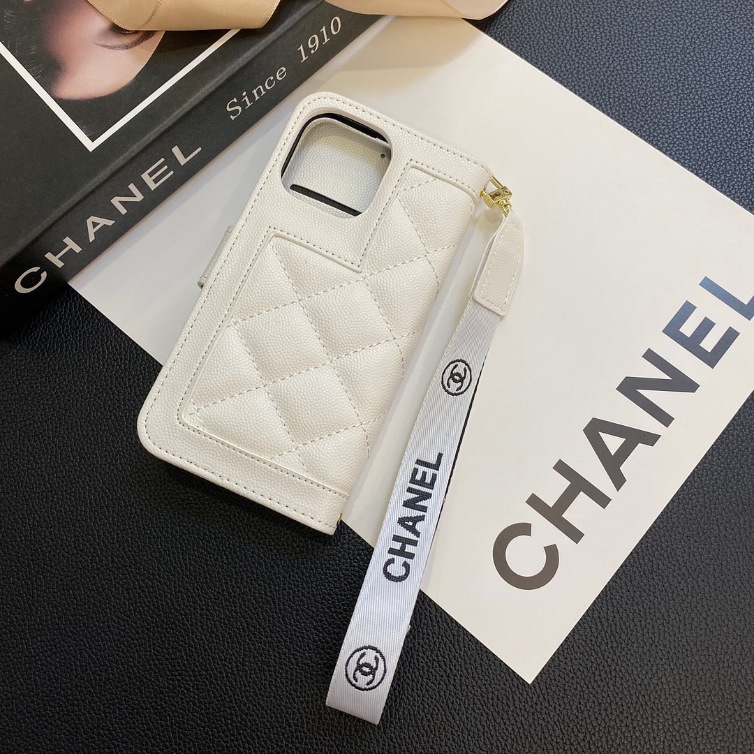 Chanel Genuine Leather Wallet Leather Crossbody Bag Apple iPhone Case