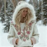 Bohemian Style Women's Winter Warm Hooded Knitted Sweater - Image 2