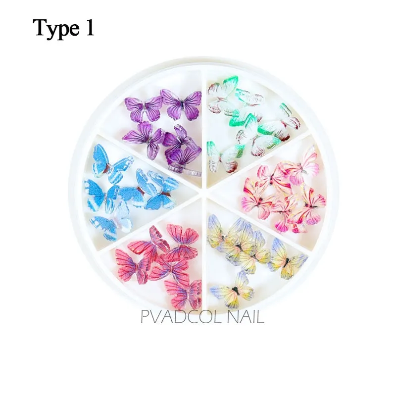 1 Box 3D Butterfly Nails Rhinestones Nail Art Decorations Butterflies Charm Glitter Rhinestone  Tips Crystal Glass Diamond Gems-Nail Inspo