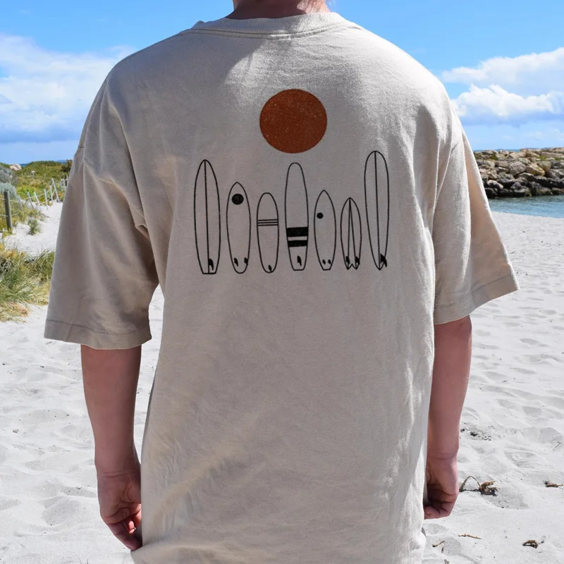 Men Casual Surfboard Print T-shirt