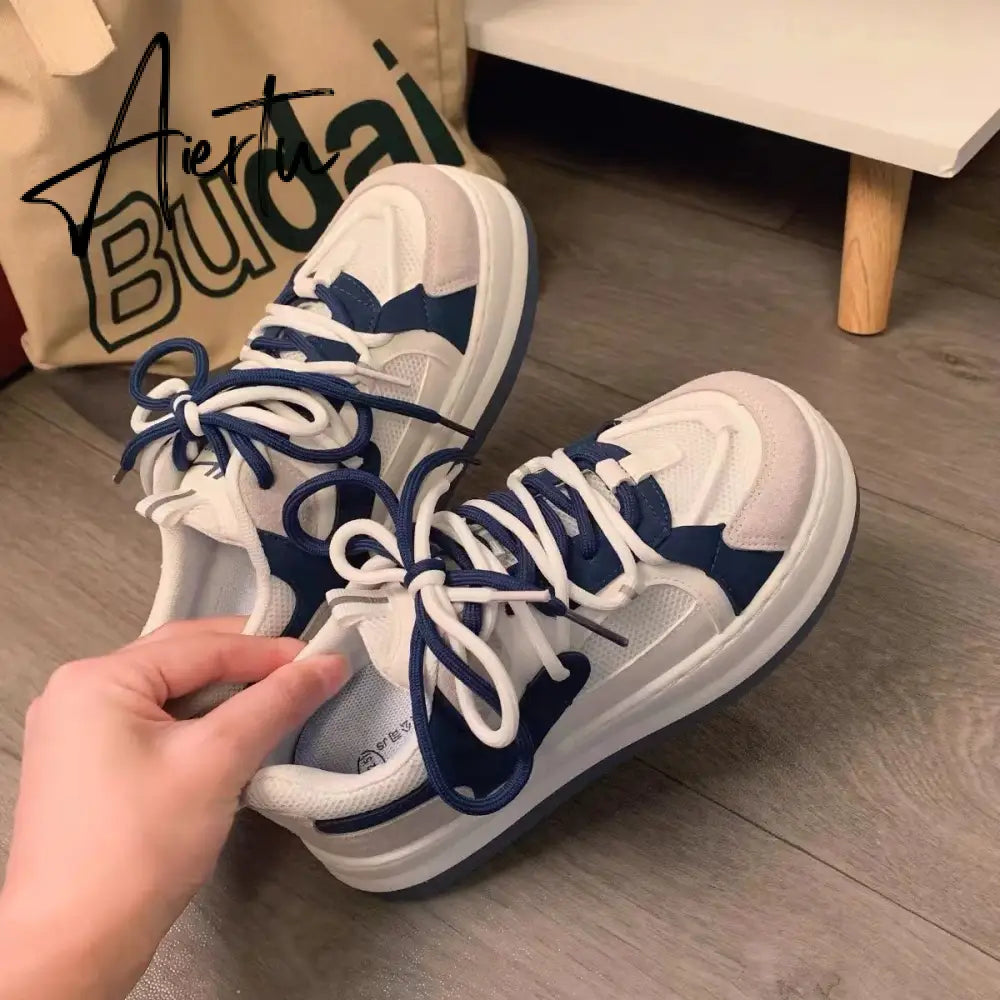 Platform Sports Shoes Women's Sneakers Spring Vulcanize Summer  Tennis Femme Flats Running Blue Kawaii Harajuku Aiertu